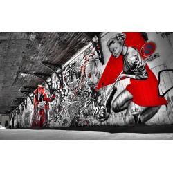 Wall mural street graffiti tunnel in black and red