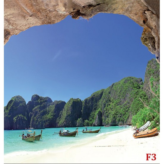 Wallpapers mural maxi lagoon with boats and rocks Wallpapers mural maxi lagoon with boats and rocks