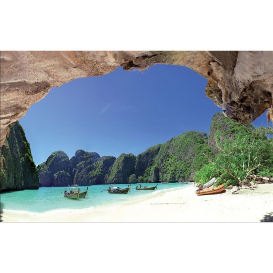 Wallpapers mural maxi lagoon with boats and rocks Wallpapers mural maxi lagoon with boats and rocks
