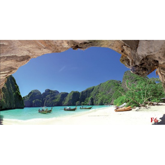 Wallpapers mural maxi lagoon with boats and rocks Wallpapers mural maxi lagoon with boats and rocks