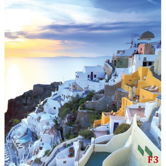 Wallpapers mural view sunset over Santorini