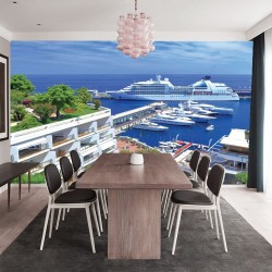 Wallpapers mural view large cruise ship near Monaco