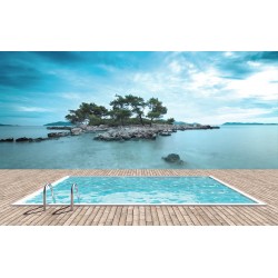 Photo mural imitation of an island view with pool and sea