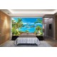 Wallpapers mural Sea view with palm trees in pots Wallpapers mural Sea view with palm trees in pots