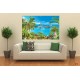 Wallpapers mural Sea view with palm trees in pots Wallpapers mural Sea view with palm trees in pots