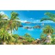 Wallpapers mural Sea view with palm trees in pots Wallpapers mural Sea view with palm trees in pots