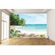 Wallpapers mural sea bay with palm trees and flowers
