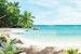 Wallpapers mural sea bay with palm trees and flowers
