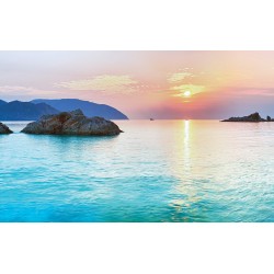 Wallpapers mural sunrise with an azure sea