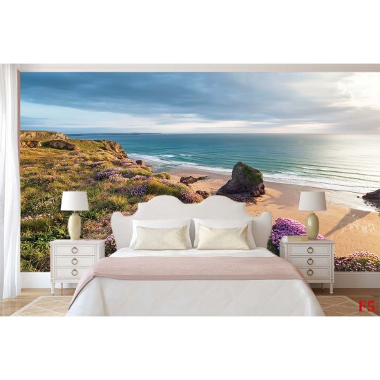 Wallpapers mural beautiful sea view and beach meadow Wallpapers mural beautiful sea view and beach meadow