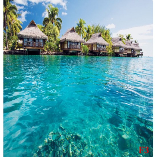 Wallpapers mural wonderful ocean with tropical houses Wallpapers mural wonderful ocean with tropical houses