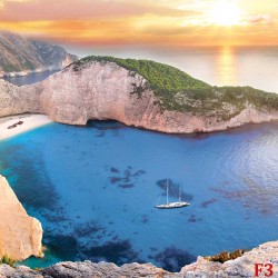 Wallpapers mural beautiful Mediterranean bay sunset