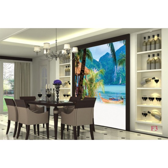 Wallpapers mural beautiful tropical bay boat