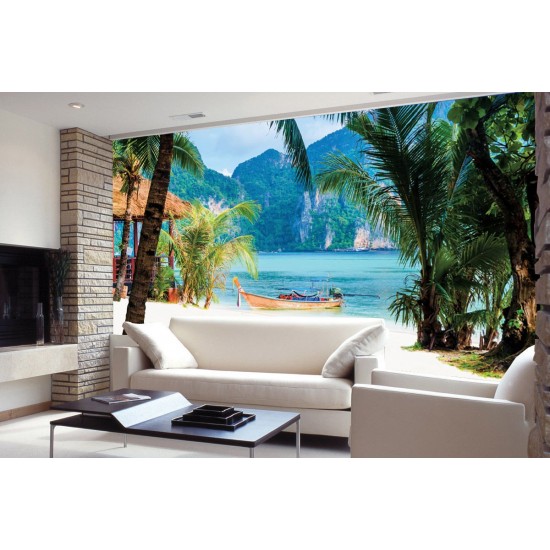 Wallpapers mural beautiful tropical bay boat