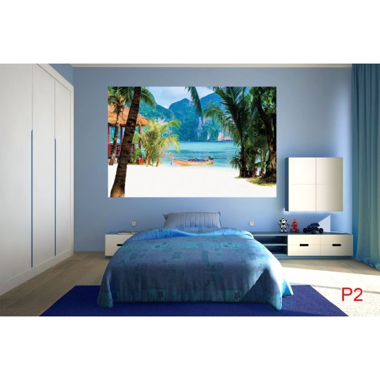 Wallpapers mural beautiful tropical bay boat