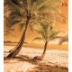 Wall murals beach with palm trees on orange background Wall murals beach with palm trees on orange background