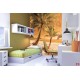 Wall murals beach with palm trees on orange background Wall murals beach with palm trees on orange background