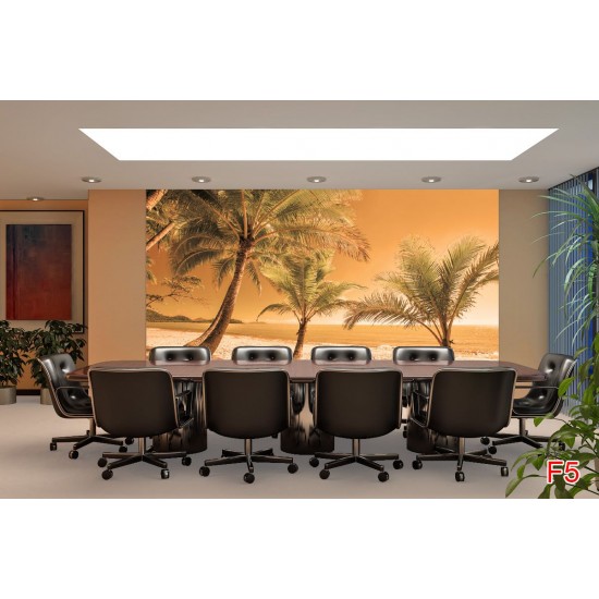 Wall murals beach with palm trees on orange background Wall murals beach with palm trees on orange background