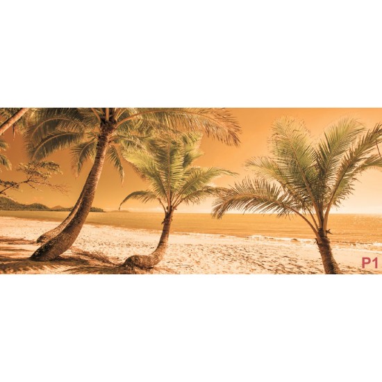 Wall murals beach with palm trees on orange background Wall murals beach with palm trees on orange background
