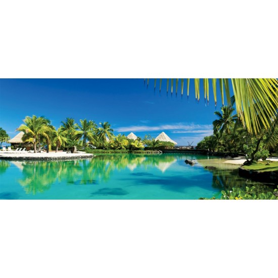Wallpapers mural beautiful tropical view with palm trees and villas Wallpapers mural beautiful tropical view with palm trees and villas