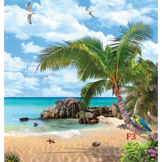 Wallpapers mural tropical view of the sea palms and parrot Wallpapers mural tropical view of the sea palms and parrot