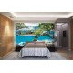 Wallpapers mural 3D effect of view with jumping dolphin and flowers Wallpapers mural 3D effect of view with jumping dolphin and flowers