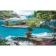 Wallpapers mural 3D effect of view with jumping dolphin and flowers Wallpapers mural 3D effect of view with jumping dolphin and flowers