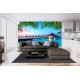 Wallpapers mural amazing night view Maldives with palm leaves