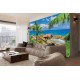 Wallpapers mural beautiful rocky shore with a palm Wallpapers mural beautiful rocky shore with a palm