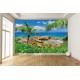 Wallpapers mural beautiful rocky shore with a palm Wallpapers mural beautiful rocky shore with a palm