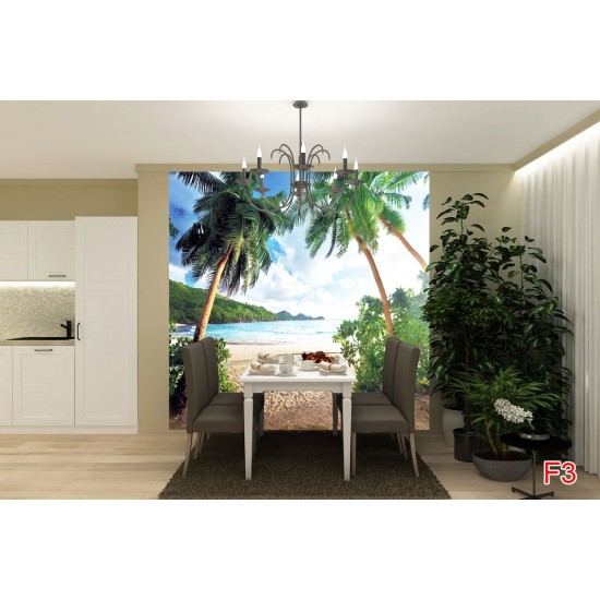 Wallpapers mural symmetrical palms on the sea shore Wallpapers mural symmetrical palms on the sea shore