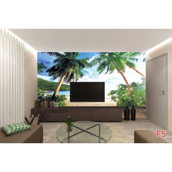 Wallpapers mural symmetrical palms on the sea shore Wallpapers mural symmetrical palms on the sea shore