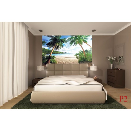 Wallpapers mural symmetrical palms on the sea shore Wallpapers mural symmetrical palms on the sea shore
