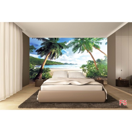 Wallpapers mural symmetrical palms on the sea shore Wallpapers mural symmetrical palms on the sea shore