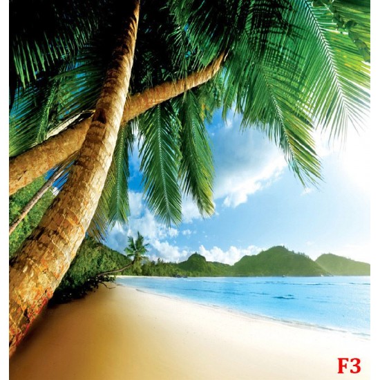 Photo mural close view with palms and a shore Photo mural close view with palms and a shore