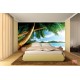 Photo mural close view with palms and a shore Photo mural close view with palms and a shore