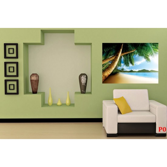Photo mural close view with palms and a shore Photo mural close view with palms and a shore
