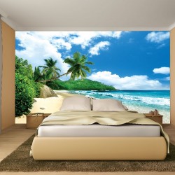 Wallpapers mural beautiful sand shore with palms Wallpapers mural beautiful sand shore with palms