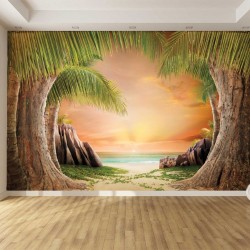 Wallpapers mural a path of palms near the shore