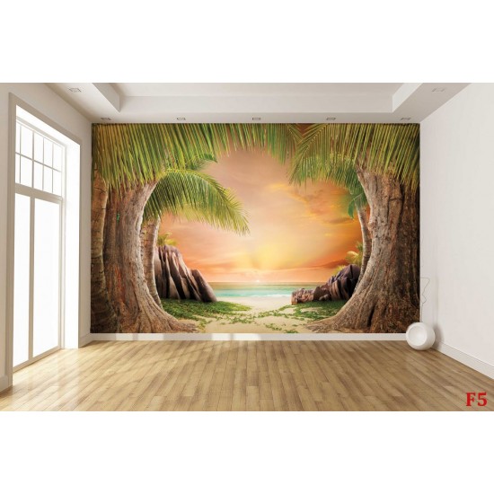 Wallpapers mural a path of palms near the shore Wallpapers mural a path of palms near the shore