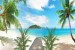 Wallpapers mural symmetrical seascape with palm trees and path