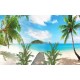 Wallpapers mural symmetrical seascape with palm trees and path