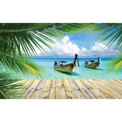 Wallpapers mural tropical view with boats