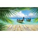 Wallpapers mural tropical view with boats