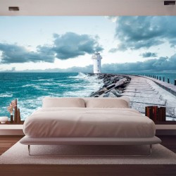 Wallpapers mural beautiful view of a white lighthouse Wallpapers mural beautiful view of a white lighthouse