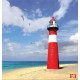 Wallpapers mural lighthouse on the coast in red Wallpapers mural lighthouse on the coast in red