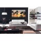 Wall murals sea coast palms with a city at night view