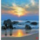 Wallpapers mural beautiful sea shore on sunset with blue shades