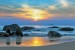Wallpapers mural beautiful sea shore on sunset with blue shades
