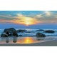 Wallpapers mural beautiful sea shore on sunset with blue shades